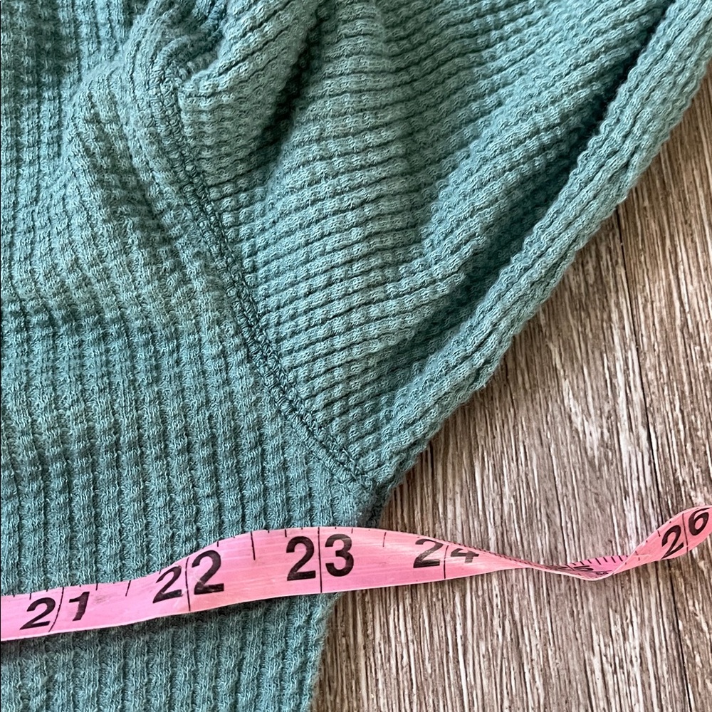 Aerie Teal Long Sleeve Henley oversized waffle knit casual top medium - Picture 3 of 5